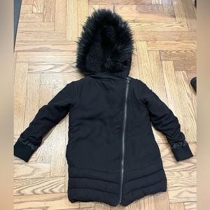 Appaman Black Kids Jacket with Faux Fur Hood
